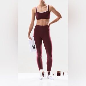 Aritzia Burgundy High-Waist Leggings
